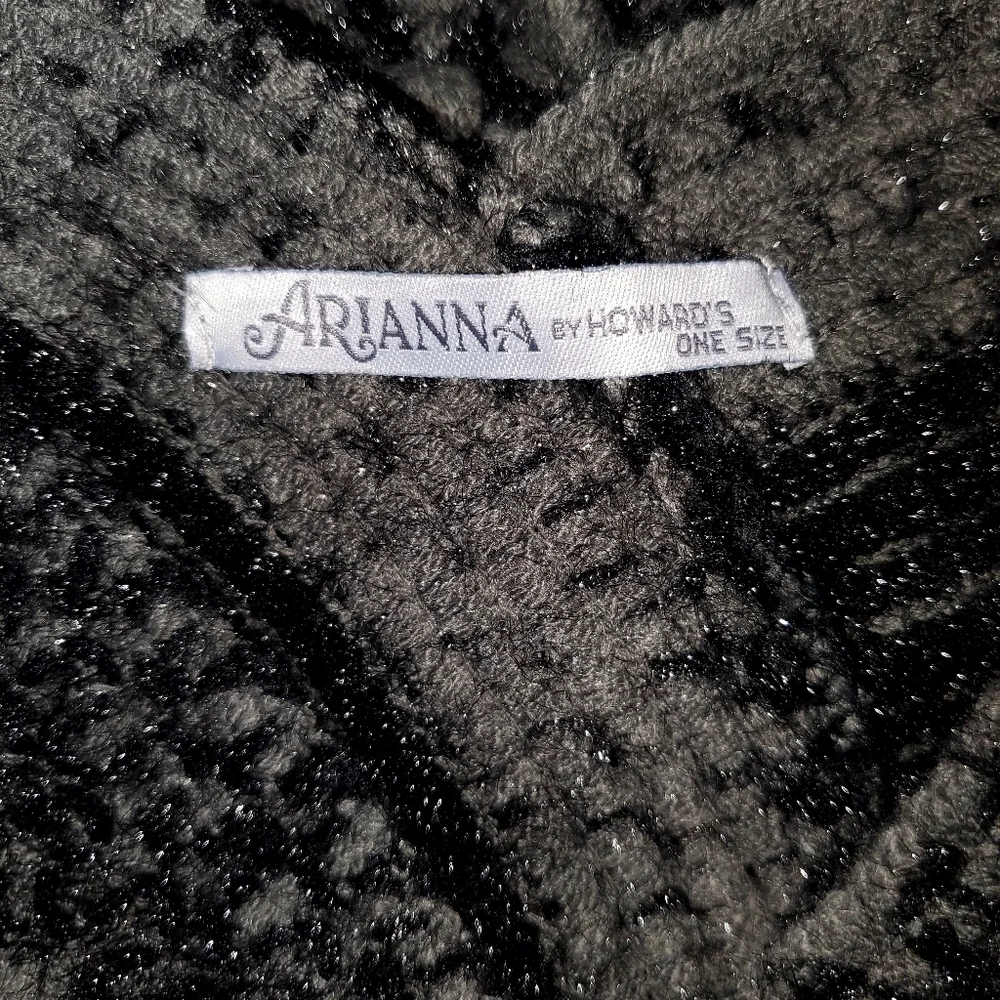 Gray Black Glitter Fringe Poncho Arianna by Howards  O/S